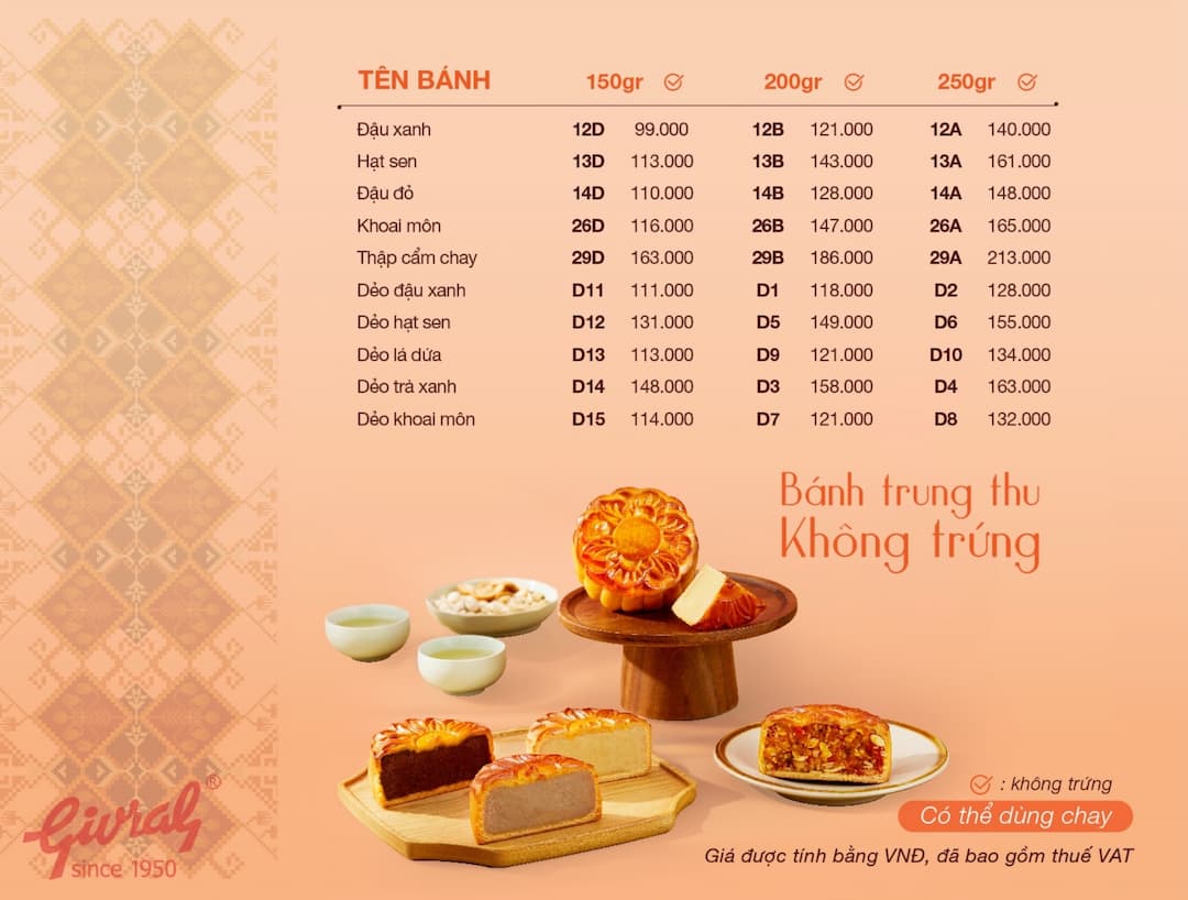 Hộp quà bánh Trung Thu Givral không trứng