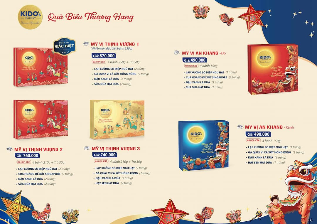 Bảng giá bánh Trung thu Kido 2024